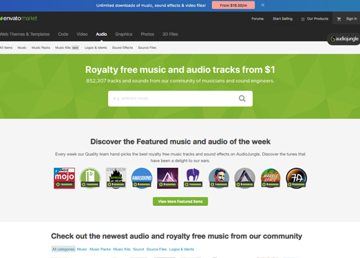 Audiojungle:免税版音乐音频音效网