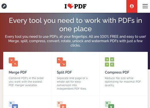 iLovePDF|在线PDF文件整合工具
