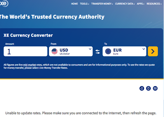 XE:在线捷汇实时货币转换平台