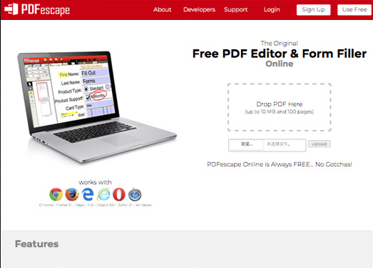 PDFescape:在线PDF文件编辑阅读工具