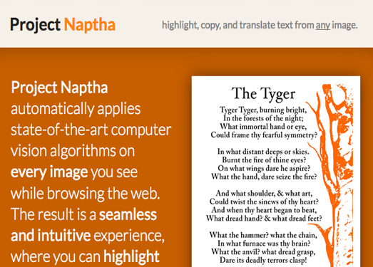 ProjectNaptha:图片提取文字浏览器插件工具
