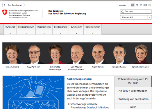 Admin.CH:瑞士联邦政府官方网站