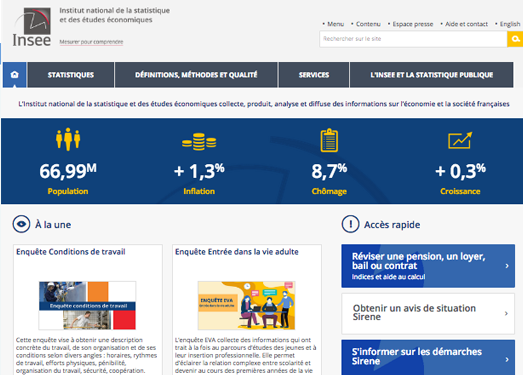 Insee:法国统计局官网