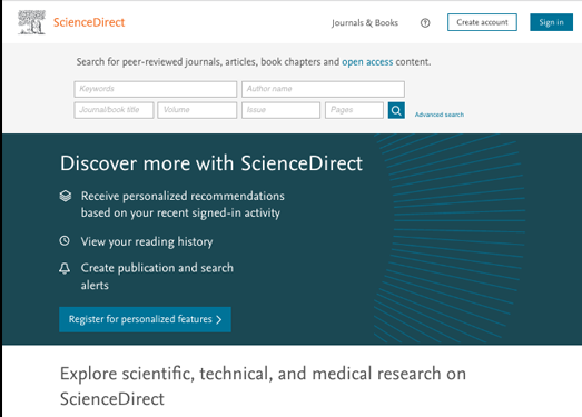 ScienceDirect:荷兰全文本科技数据库平台