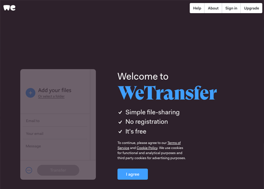 WeTransfer:免费超大文件中转站