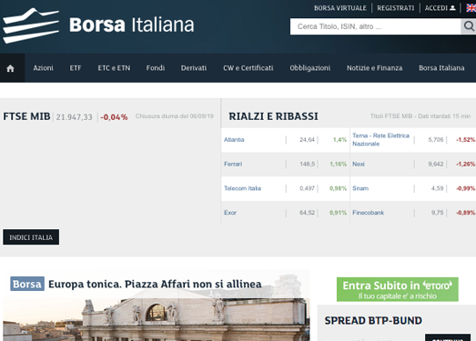 Borsaitaliana:意大利证券交易所