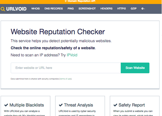 Urlvoid:在线网站安全检测工具