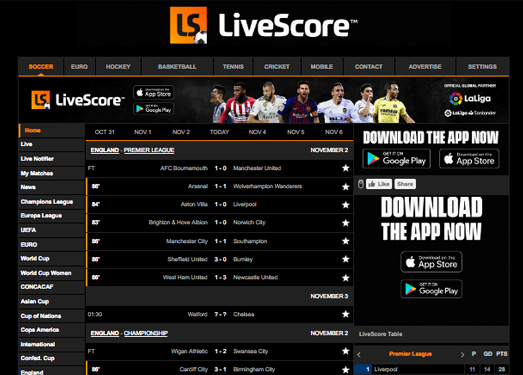 Livescore:体育赛事比分网