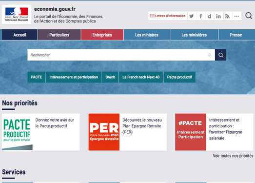 Economie:法国财政部官方