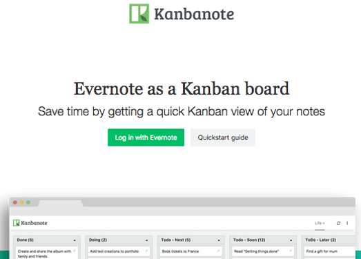 Evernote笔记看板管理工具 - Kanbanote