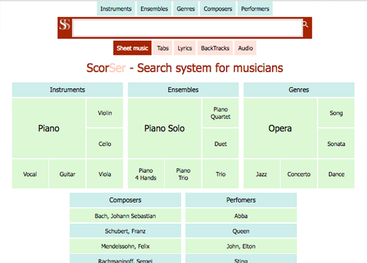 Scorser:音乐乐谱下载站