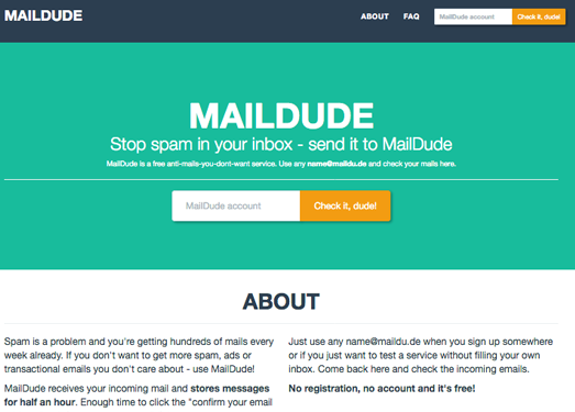 MailDude:免费临时邮箱注册服务网