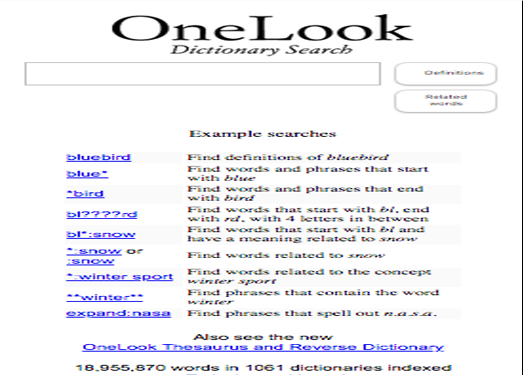 OneLook:在线英文词典数据库