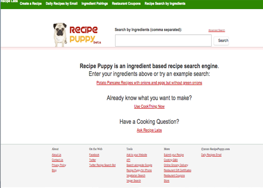 RecipePuppy:在线食材菜谱搜索引擎