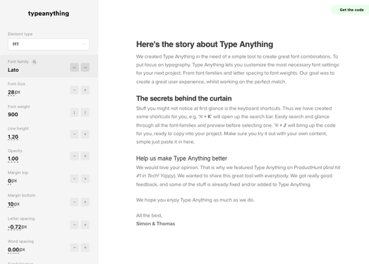 TypeAnything:在线文章排版CSS调试工具
