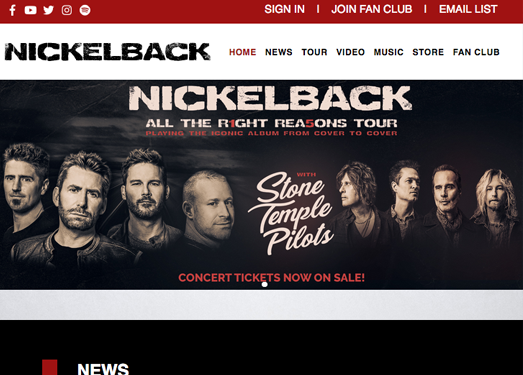Nickelback:五分钱合唱团乐队官网