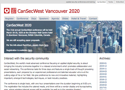 CanSecWest:互联网应用安全组织官网