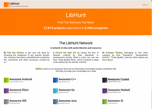 LibHunt|程序员编程实用资源库