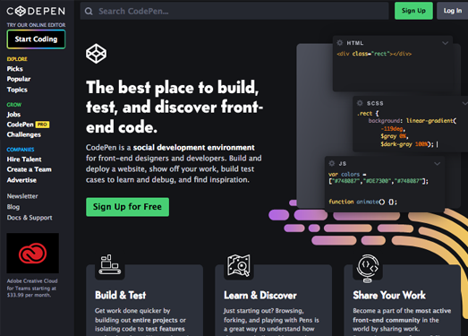 CodePen.io:网站前端设计开发平台