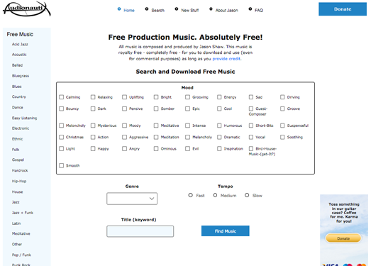 AudioNautix:免费商业背景音乐分享网