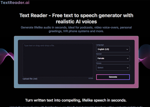 Text Reader|一款基于人工智能技术的文本转语音生成器